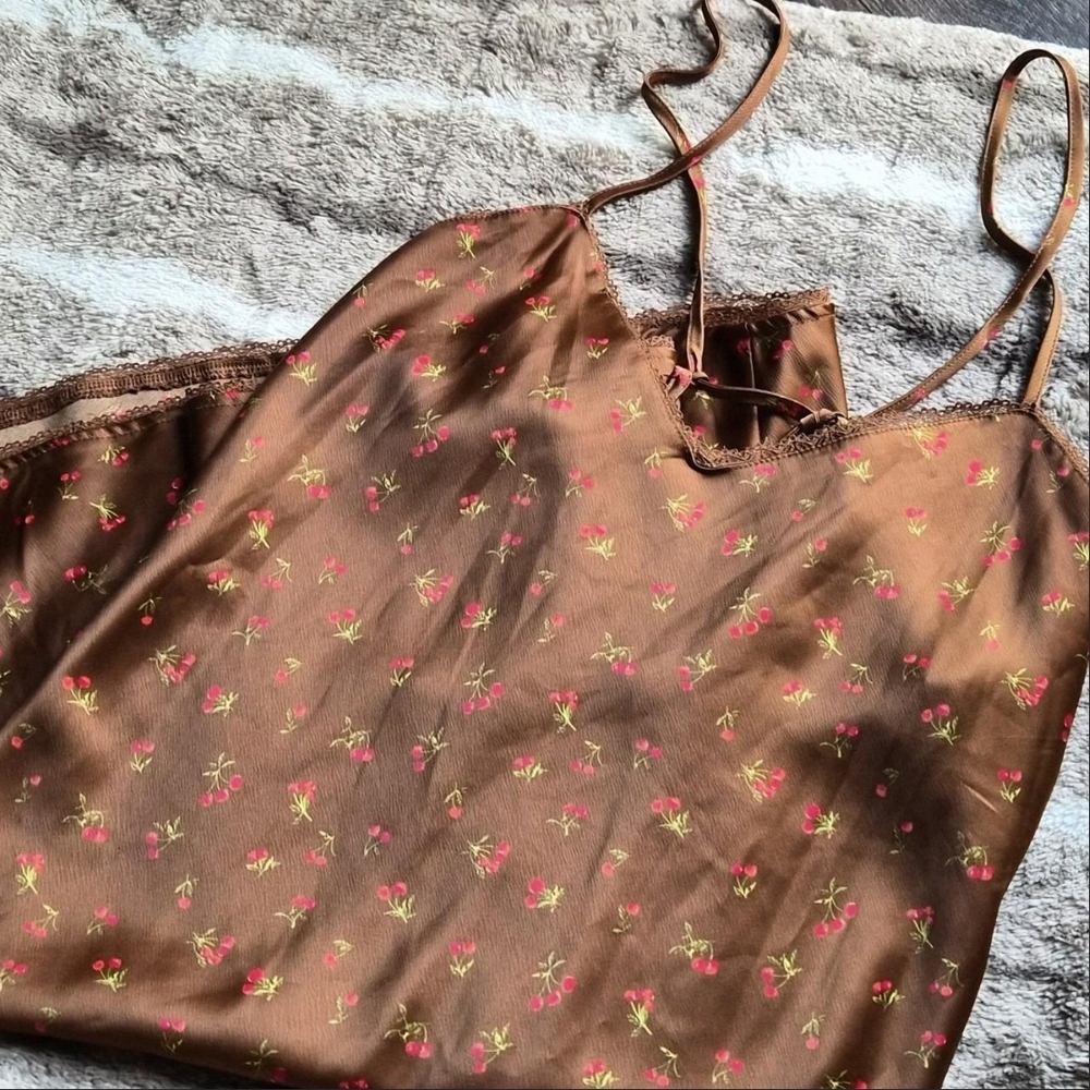 Cherry Detail Slip Dress with Slit - Picture 2 of 7